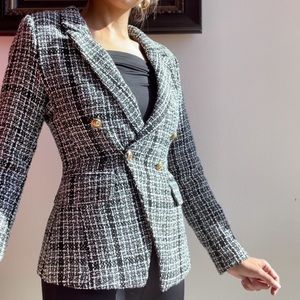Tweeted textured blazer double breasted